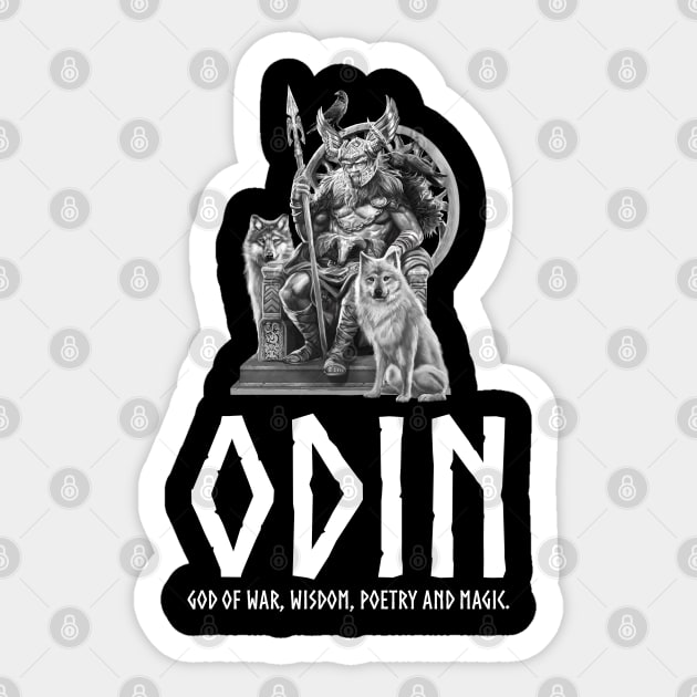 Viking Mythology Odin God Of War, Wisdom, Poetry And Magic Sticker by Styr Designs